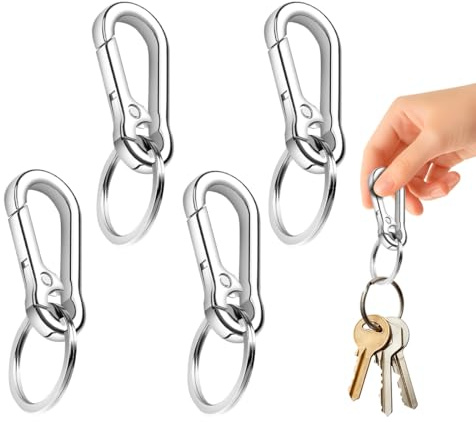 4 Pièces Porte Clef, Mousqueton Porte Clé Porte Clef Mousquetons en Métal Porte-Clés Homme pour Accrocher dans Le Sac à Dos, Clés de Voiture pour Sac à Dos, Voyage, Camping, Amovible, Clés de Voiture