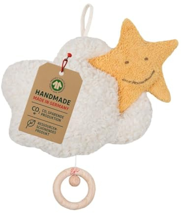Efie Bio-Spieluhr-Stern auf Wolke - GOTS-Zertifiziert – handgefertigt in Deutschland - nachhaltig - Melodie Schuberts Wiegenlied