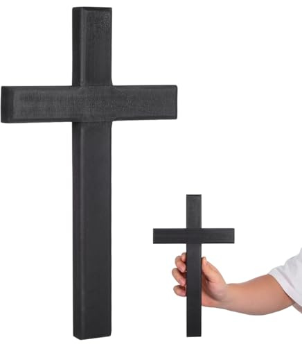 OSALADI Wooden Cross Pendant Black Wall Cross Decor, Hanging Christian for Home Office Church, 11 X 6 Inch