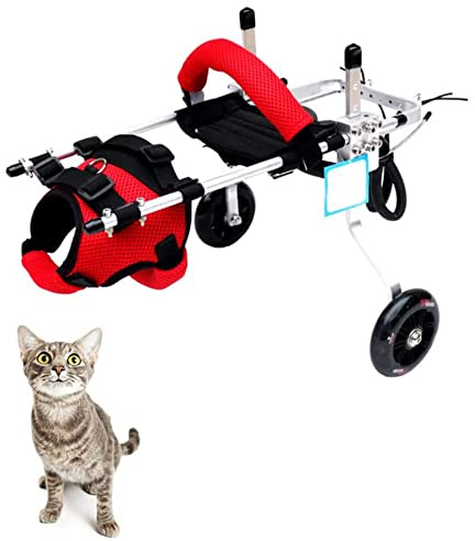 Sedia a rotelle regolabile con 2 ruote per cani di piccola taglia, gatti e conigli, carrello per riabilitazione, scooter per animali disabili, supporta cani e gatti fino a 8 kg