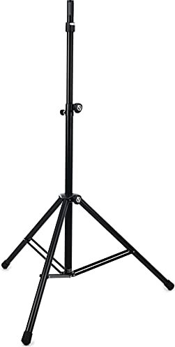 K&M 21467 Boxenstativ Schwarz aus Aluminium mit Dreifuß, Spreizdorn, Ring Lock System – robust, stabil und langlebig