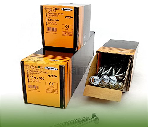 Eurotec - Tornillos para madera Paneltwistec 4 x 50, con cabeza plana, galvanizados (4 x 50 - 500 unidades)