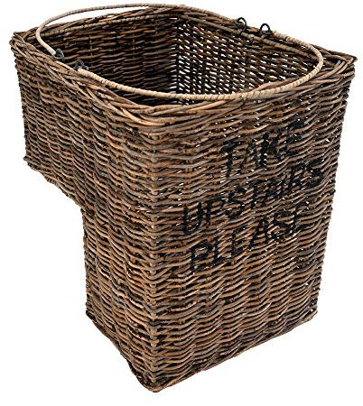 Vintage Line Treppenkorb take Upstairs Please Rattankorb mit Schriftzug Korb Tragekorb