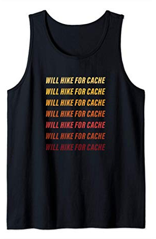 Will Hike For Cache, Funny Sunset Geocaching Tank Top