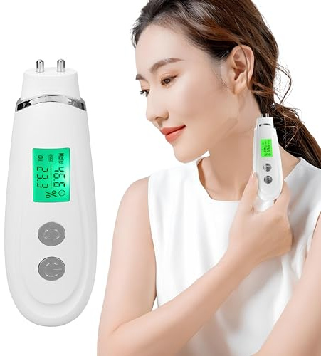 Hautanalysegerät, Digital Skin Detector Pen, Hautdetektor Gesichtsfeuchtigkeitstester Detektor Hautölgehalt Feuchtigkeitsanalysator, Haut Gesichtshaut Tester, für Zuhause, Salon, Reisen, weiß