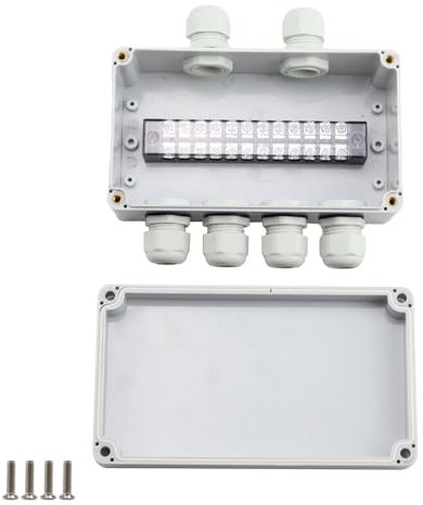 Abzweigdose Wasserdicht IP66, 158 × 90 × 60 mm, SRJQXH Durchgangsklemme 12-polig Klemmenleiste Klemmen, Weiß Verteilerdose Aufputz 2 In 4 Out, fur 4-8 mm Kabel Innen und Außenbereich