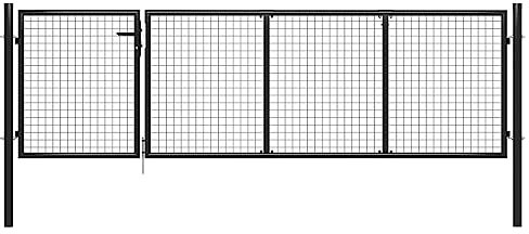 Festnight Doppeltor Gartentor 350x75 cm Doppelflügeltore Metall Einfahrtstor Hoftor Abschließbar Gartentür Zauntor Tür Gartenpforte Pforte Verzinkter Stahl