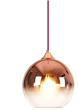 Lámpara colgante de bola de cristal con espejo moderno, lámpara colgante de globo dorado/oro rosa/plateado, creatividad nórdica E27, lámpara colgante de una sola cabeza, lámpara de cocina (color: oro