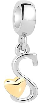 Symretie Bead Charm Ciondolo Argento Sterling 925 con Cubic Zirconia Pendenti per Pandora Braccialetti, Compatibile con Braccialetti e Collane europei