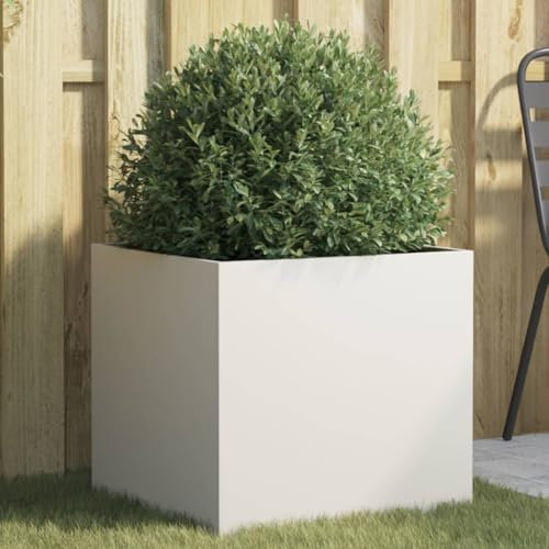 ShGaxin Jardinera de Acero Laminado en frío Blanco 49x47x46 cm, Huerto Urbano Terraza, Jardineras Exterior, Jardineria Maceteros, Mesa De Cultivo, Huerto En Casa - 841561