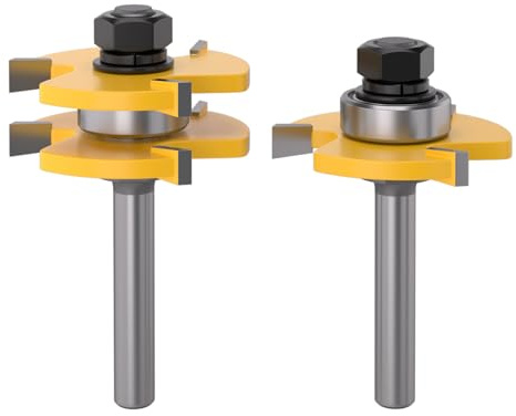 APIELE Set di 2 frese a molla con codolo da 8 mm, set di frese per scanalature con 3 denti, utensili per la lavorazione del legno, frese per taglio del legno per macchine per intaglio e fresatura