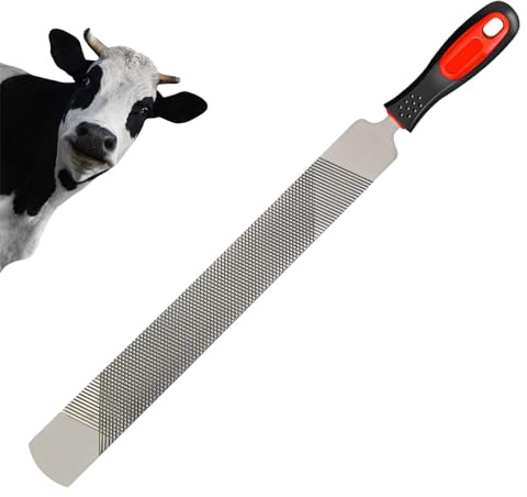 HUANR 8 de Doble Cara Lima de Herradura, Acero al Carbono Escofina para Cascos de Caballos, 200 mm con Mango Escofina para Pezuñas, para Herradores, Cuidado de Cascos de Caballos, Ovejas y Ganado