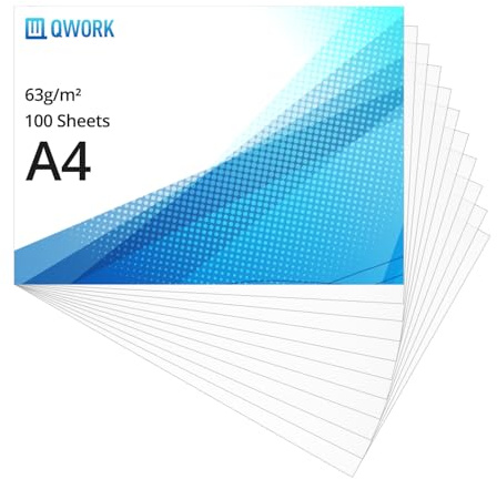 QWORK® Papier Calque A4 63g/m², 100 Feuilles, pour Faire des croquis, Ciuture, Craft