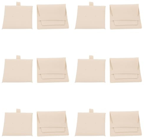 ibasenice Bolsa de Joyería Beige con Cierre de Solapa y Almohadilla de Microfibra para Almacenamiento Seguro y Antipolvo, Adecuado para Collares y Pulseras en Viajes y Embalaje