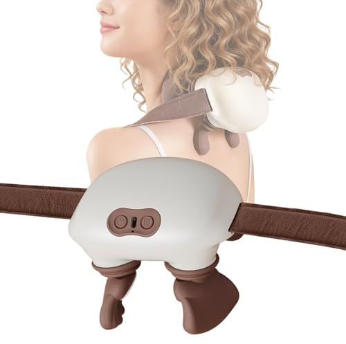 Masajeador de cuello 4D biónico de mano, 15 x 11 x 11 cm, masajeador de cuello 4D, masajeador de cuello 4D, masajeador de cuello 4D, inalámbrico para casa y oficina, multimodo USB, color blanco