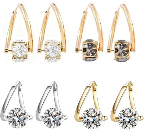 4 Pares Pendientes Magnetologia, Pendientes De Germanio, Aretes Germanio Magnética Equilibra Campo Energético Alivia Ansiedad Estrés Relaja La Mente Y Cuerpo Para El Uso Diario Fiesta Banquetes