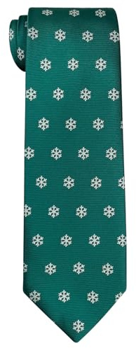Retreez Corbata de Navidad microfibra de Patrón de Copos de nieve de Navidad para niño 8-10 años - Verde