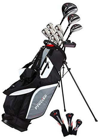 Top Line Herren Golfschläger-Set M5 für große Herren (Höhe 1,83-1,83 cm), inkl. Driver, Wood, Hybrid, 5, 6, 7, 8, 9, PW Edelstahl Eisen mit True Temper Shafts, Putter, Standbag und 3 HC