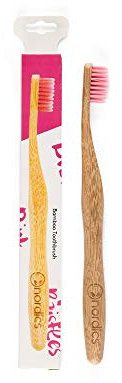 Nordics Organic Care Öko Zahnbürste Bambus mit pinken Borsten