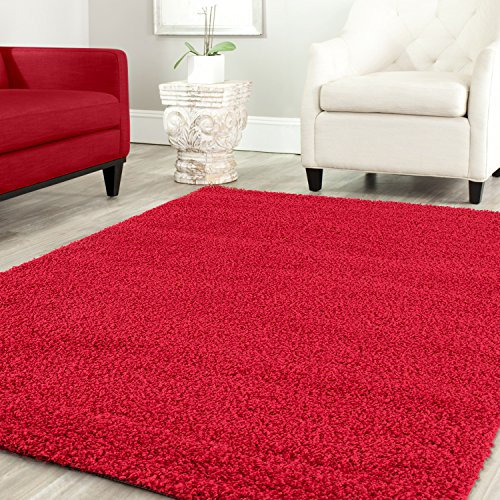 Shaggy Teppich Farbe Hochflor Langflor Teppiche Modern Uni Farben, Farbe:Rot, Maße:120x170 cm