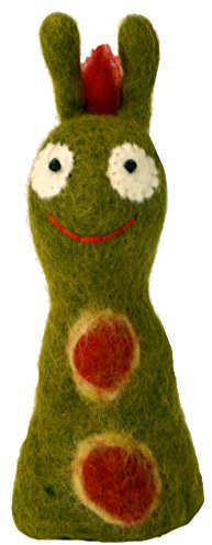 GURU SHOP Filz Eierwärmer, Handgemachte Filzdekoration aus Nepal, Filztier - Raupe, Grün, 19x7x7 cm, Küchenaccessoires, Sonstiges