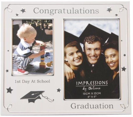 Oaktree Gifts 2 Tone Aluminium 1st Day at School to Graduation Photo Frame 4 x 6