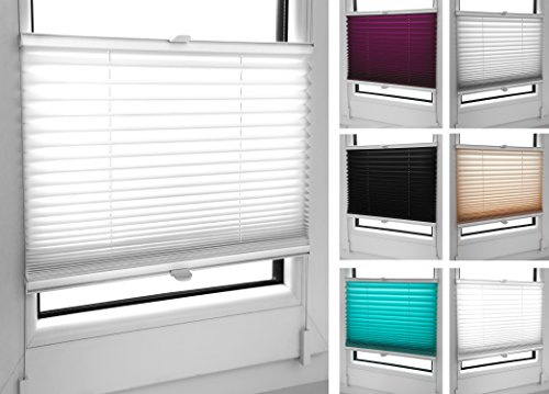 Tropik Home Pleated Blinds 18 Width Sizes, 6 Colours Easy Fit Install Plisse Conservatory Blinds, White, 75cm Wide by 100cm Drop