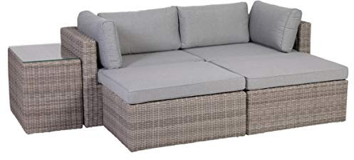 Greemotion 131847 Palma Rattan Lounge-Set, grau, BxHxT ca. 93x65x71 cm