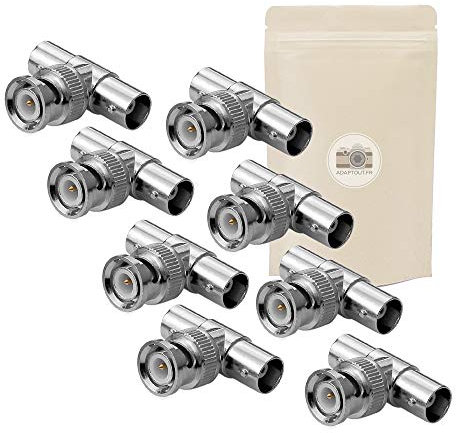 X8 Adaptador BNC T 1 parcela Macho a 2 Hembras COAXIAL DUPLICADO DUPTELADO Y Divisor Conector S Video Composite y SDI - Adaptout Marca Francesa