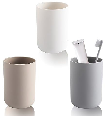 3PCS Bathroom Toothbrush Cup Unbreakable Plastic Tumbler Cup, Reusable Drinking Toothbrush Holder, Tooth Brushing Cups Sturdy and Stackable Toothbrush Mug