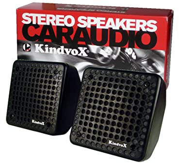 Kindvox Juego de Altavoces de Doble Cono y 4 suministrados en Caja y reja Mini Box para Montaje en Superficie, Negro
