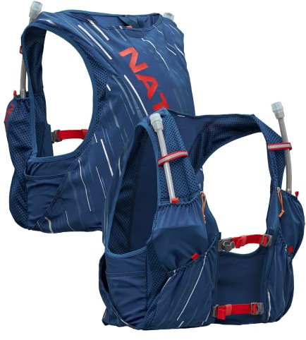 Nathan Men's Pinnacle Race Vest 4L Hydration Pack, Two 20 oz Soft Flasks, Running, Hiking, Water-Resistant, Moisture Wicking, Adjustable Straps