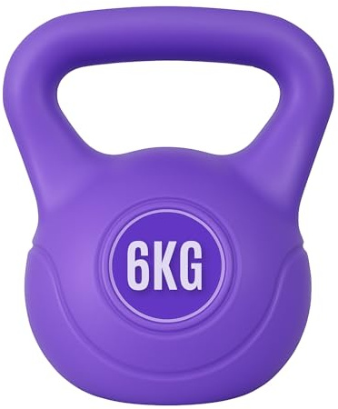 Vinyl Kettlebell Weight Set Kettlebells Exercise Home Gym Fitness Workout 4-20kg | Heavy Weight Kettle Bell for Strength Cardio Training - Kettlebells for Home and Gym Fitness Workout (Purple, 6 KG)