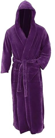 Badrock för herrar i frotté med kapuschong Bathrobe Vinter Plus Size Robe Lång Varm Morgonrock med fickor och bälte Nattrock Enfärgad Kapuschongbadrock Mjuk Kuscfleece Herr Kimono