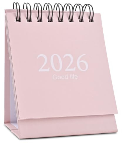 SGQTZDZQ Petit calendrier de bureau 2026 UK, mini calendrier de bureau 2026, calendrier académique de poche à rabat pour la maison, le bureau, l'école (rose 2026)