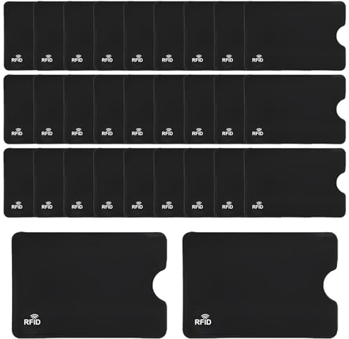 MENUY 30 Stück RFID Blocker Kartenhülle, NFC Schutzhülle Karte, Kreditkartenhülle, Kreditkarten Schutzhüllen für EC Karten Schutzhülle, Kreditkarte, Bankkarte, 91 * 62 mm, Schwarz