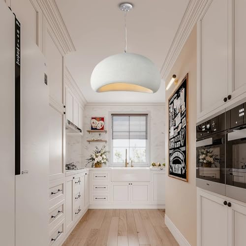MEVZHH Candelabras, Luminaria Colgante Escandinava - Lámpara Moderna Wabi-Sabi para la Isla de la Cocina Y el Comedor - Diseño de Hormigón de Altura Ajustable E27 Base Beige Y