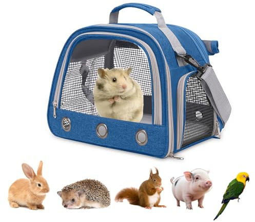 APKOL Liten bärväska för husdjur, marsvin bärväska transportlåda, kanin bärväska, smådjur sällskapsdjur bärväska för hamster igelkott marsvin och små husdjur, blå