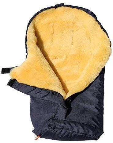 Lammfell - KINDERWAGEN FUßSACK Baby Fußwärmer Farbe Schwarz