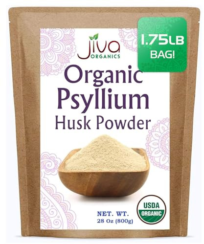 Jiva Organics Psyllium Husk Powder 1.75 LB Bulk Bag - Gluten Free, Easy Mixing Fiber, Unflavored, Fine Ground, Non GMO Pure - Keto Friendly