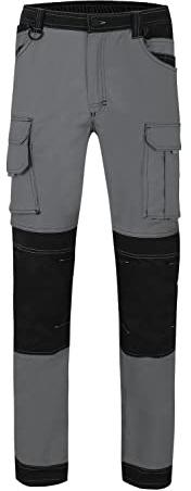 Velilla 103019S; Pantalón canvas Stretch con bolsillos flotantes; color gris y negro; talla L