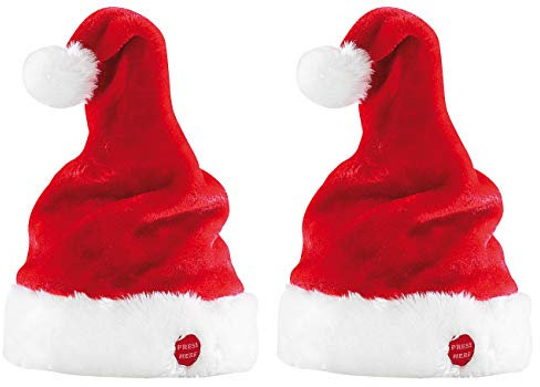 infactory Mütze: 2er-Set Singende und tanzende Nikolausmützen (Nikolausmuetze, X-Mas Mütze, Weihnachten)