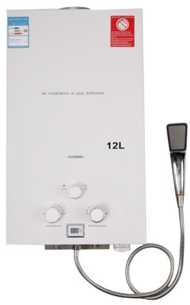 Lfhelper LPG Tankless Hot Water Heater, Portable 12L Tankless Water Heaters with Shower Kit