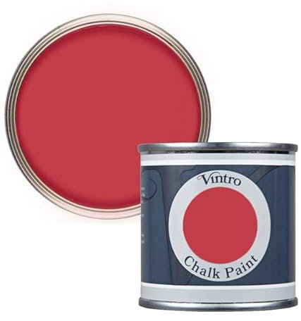 Vintro Paint | Red Chalk Paint | Furniture Paint | Shabby Chic | Ultra Matt Finish | 125ml (125ml, Poppy - Red)