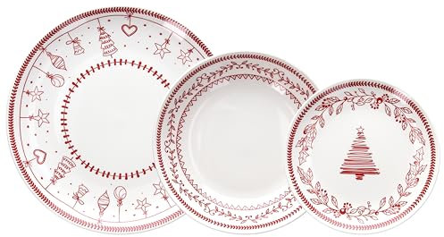Tognana Magia, Servizio piatti 18 pezzi, porcellana, Rosso
