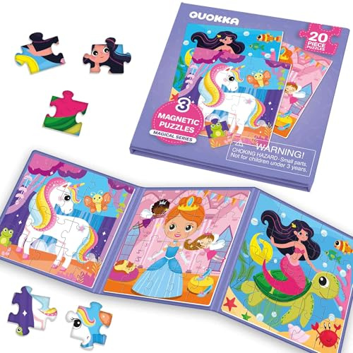 QUOKKA Puzzle Magnetico 2 3 Anni – Giochi da Viaggio Bambini 3 4 Anni – 20 Pezzi Puzzle Eroi Fatati – Intrattenere Bambini In Aereo – Educativo Giocattoli Regalo dai 2 ai 5