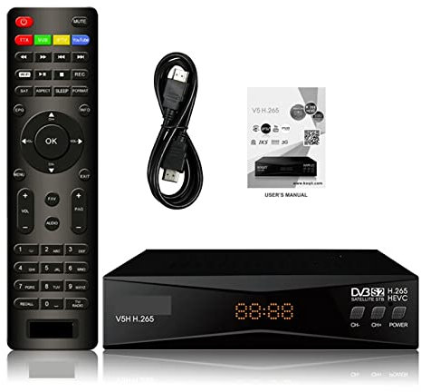 Buscador de satélites DVBS2 H265 Receptor de satélite Dvb-s2 Internet Pantalla en vivo DVB2IP HEVC Decodificador de satélite HD T2MI Receptor Sat Finder Biss/VU Operación rápida y sencilla(V5H Only)