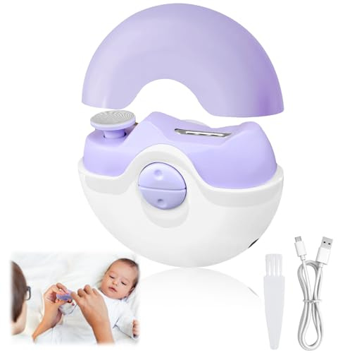 Coupe-ongles électrique - Design incurvé - 2 en 1 - Lime à ongles rechargeable par USB - Lime à ongles automatique - Lime à ongles portable - Pour bébés, personnes âgées, adultes (violet)