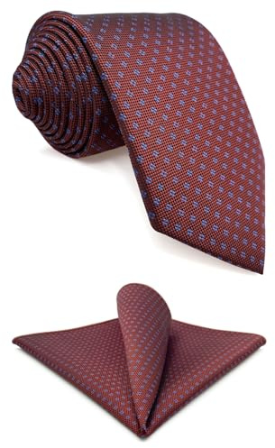 S&W SHLAX&WING Set de Corbata Rojo Ladrillo Estampado para Hombre Boda para Hombres Altos y Grandes