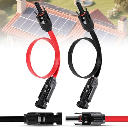 Lot de 2 Câbles Solaires Plats, Passe-fenêtre - Câble d'alimentation IP67, Câble PV flexible 4 mm² avec Fiche et Raccord, Câble MC4, Câble d'extension Plat pour Centrale de Balcon